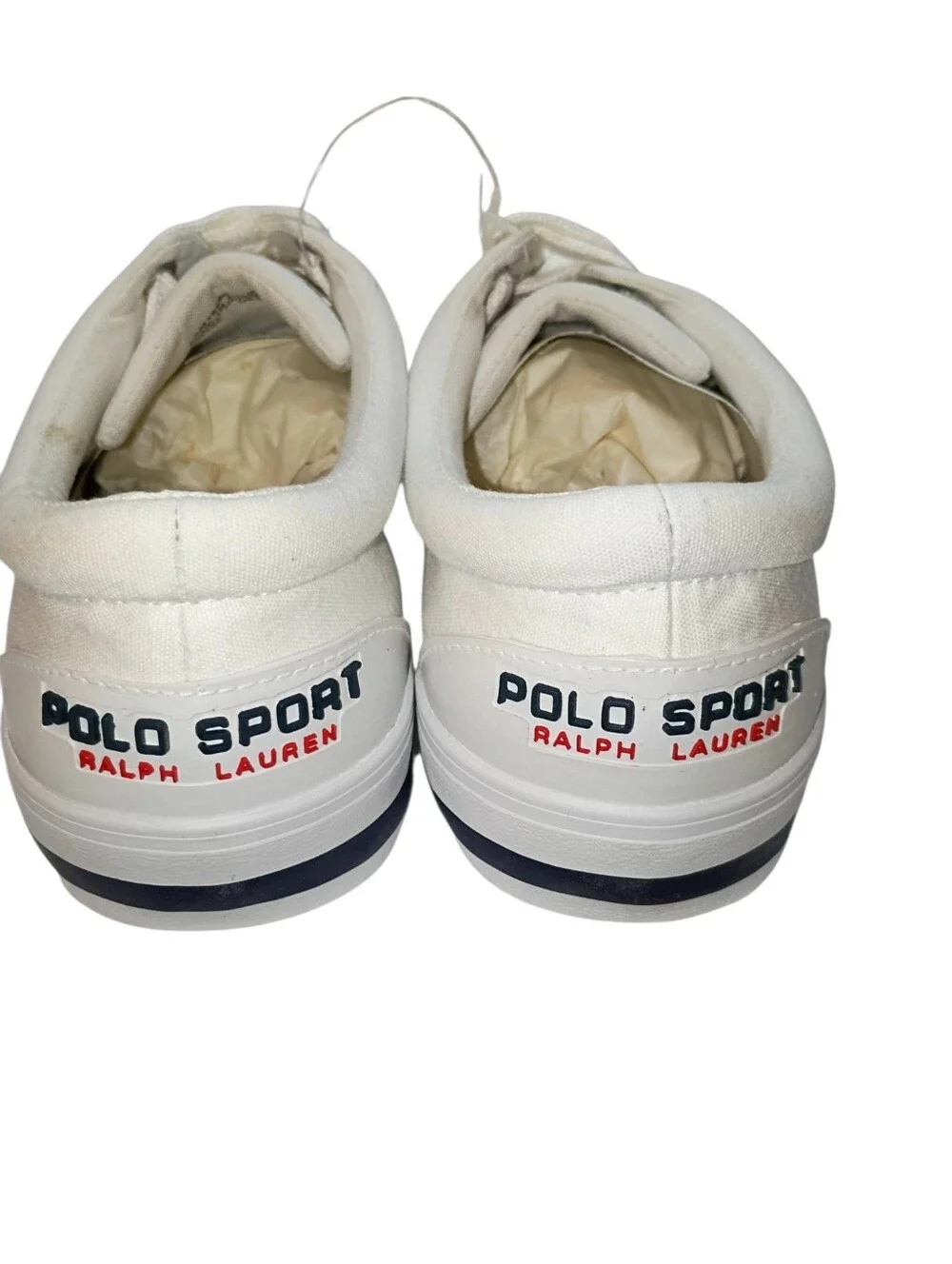 VTG Polo Sport Ralph Lauren CLipper White Canvas Shoes Mens Size 9D NEW WITH BOX